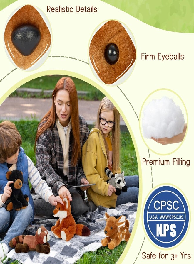 ماوجولان مجموعة ماوغولان المكونة من 5 قطع من حيوانات الغابة المحشوة الناعمة، ألعاب قطيفة بالجملة للبنات والأطفال، 8 بوصات، دب رمادي، غزال، ثعلب، راكون، باندا حمراء، مجموعة حيوانات الغابة المحشوة، هدايا وديكورات حفلات عيد الميلاد - Image 2